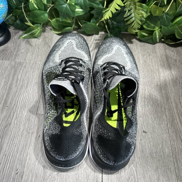 Nike Free RN Flyknit 2018 Men's Size 14 Running Shoes Black White Oreo - Picture 6 of 10